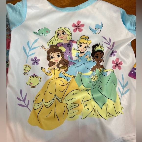 Disney Princess Pyjama Set Shirt & Pants - Blue and Pink Size 3T Girls - Picture 4 of 8